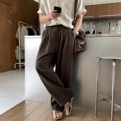 Louis | Pantaloni largi din in