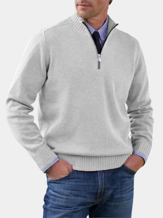Sevanno | Elegancki męski sweter z zamkiem do połowy
