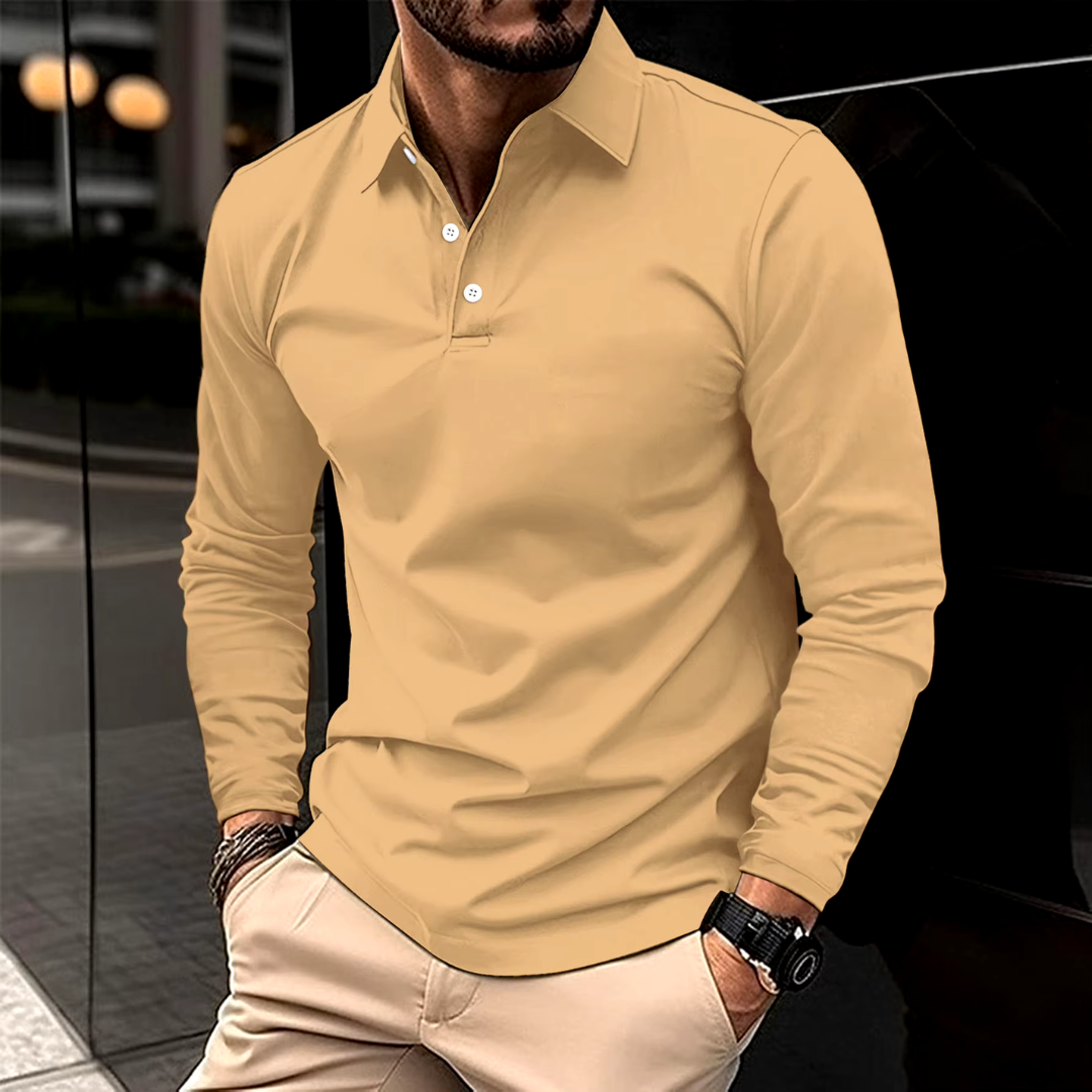 Sevanno | Klassisk langærmet poloshirt til mænd